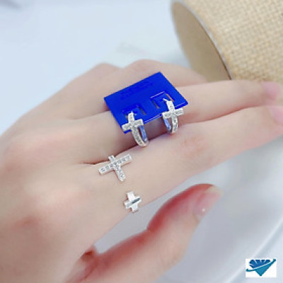 Bộ trang sức bạc nhẫn và bông tai thời trang chất liệu bạc MS95t