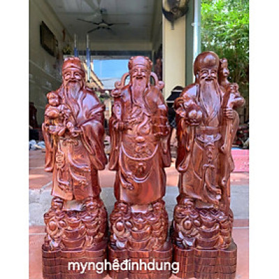 Bộ tượng phật tam đa phúc lộc thọ bằng gỗ trắc cao 50x18x12cm