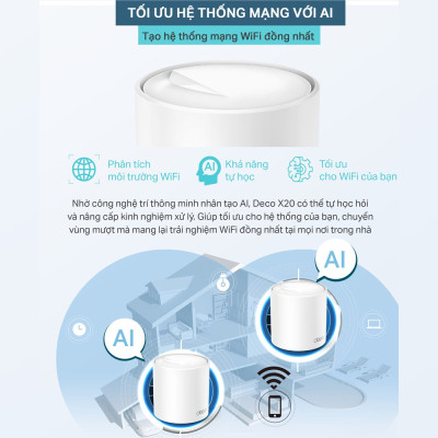 Bộ Phát Wifi Mesh TP-Link Deco X20 Wifi 6 AX1800 - HÀNG CHÍNH HÃNG