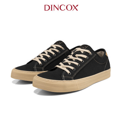 Giày Sneaker Nam Nữ Vải Canvas DINCOX E12 Black/Beige Đơn Giản Thanh Lịch