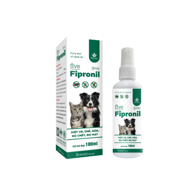 Lọ Xịt five Fipronil Spray Hỗ Trợ Điều Trị Diệt Ve, Ghẻ, Rận, Bọ Chét, Bọ Mạt Trên Chó (100ml) - Fivevet