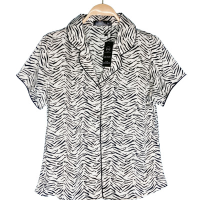 Đồ bộ mặc nhà nữ Pijama lụa VILADY - B136 kiểu đồ bộ ngắn họa tiết vằn đen siêu dễ thương, chất liệu lụa Pháp ( lụa latin)