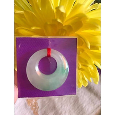 Mặt Dây Chuyền ĐỒNG ĐIẾU KIỂU TRÒN GIỮA TO ĐÁ Cẩm Thạch Tự Nhiên Size 26,5mm x Dầy 5mm x Đk tròn bên trong 11mm MÀU TRẮNG XANH LÁ BÓNG đá tự nhiên Đẹp
