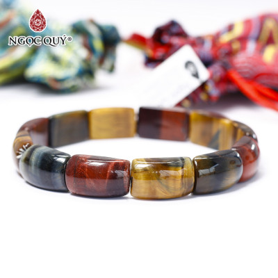 Vòng tay bản đá mắt hổ tam tài - Ngọc Quý Gemstones