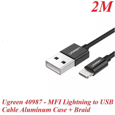 Ugreen UG40987US199TK 2M màu Đen Cáp Lightning sạc + truyền dữ liệu cho iPhone - HÀNG CHÍNH HÃNG