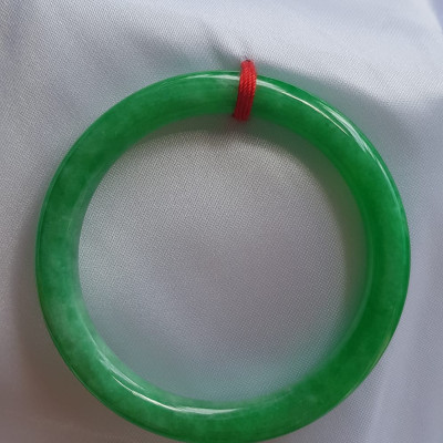  Vòng tay nữ đá cẩm thạch Lý Đậu 48mm Size vòng 48mm x cọng 7mm xanh ngọc bông đậu Nữ tay nhỏ 30kg - 48kg đeo ạ