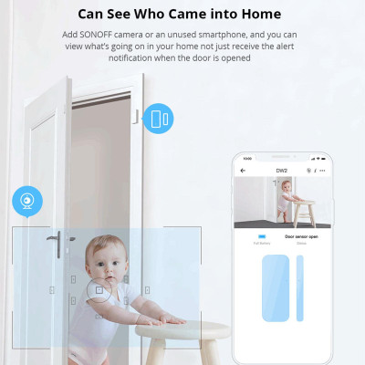 Cảm biến SONOFF DW2 Wifi cảnh báo cửa sổ không dây báo động chống trộm