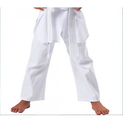 Quần võ màu trắng karate, taekwondo, judo vải kaki cotton dày người mặc cao từ 1m30 đến 1m80