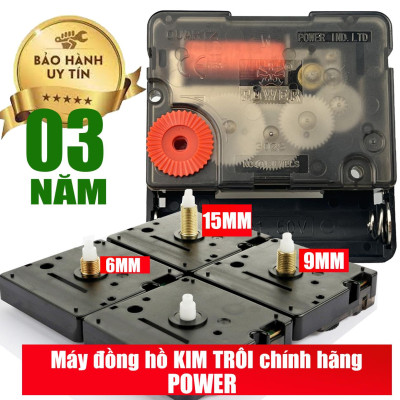 Máy đồng hồ treo tường kim trôi XỊN hiệu Power trục đồng dài 9mm bảo hành 3 năm
