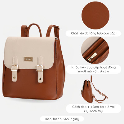Balo nữ công sở nhỏ gọn, balo da nữ phối màu FBP2 - 4327