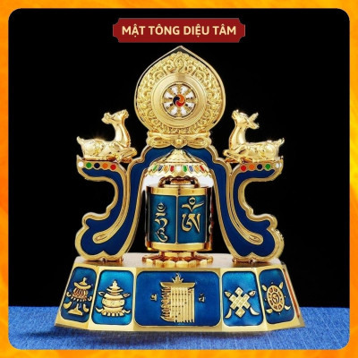 Kinh Luân Tây Tạng - bánh xe cầu nguyện Om Mani Padme Hum trang trí để bàn xoay để trên xe ô tô mang lại bình an và may mắn nhiều màu - Diệu Tâm