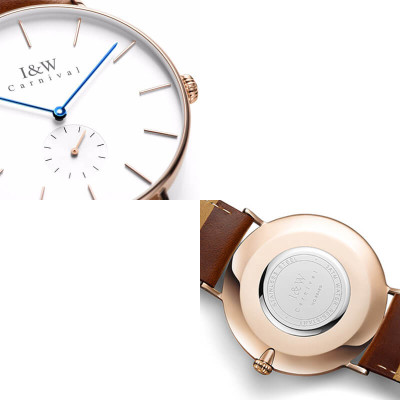 Đồng Hồ Nam I&W Carnival 8848G Chính Hãng Full Box Chống Nước Kính Chống Xước Dây Da Cao Cấp BH24T (Máy Pin-Quartz)