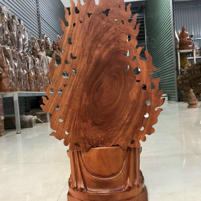 Tượng phật thích ca bằng gỗ đá kt cao 30×15×15cm +lá chắn cao 40cm