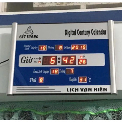 Đồng Hồ LED Treo Tường Kèm Lịch Vạn Niên Cát Tường Sang Trọng – Size Lớn 40x30cm, Loại Cao Cấp Siêu Bền