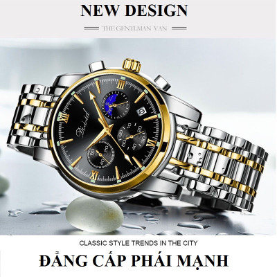 Đồng hồ nam chống nước DIZIZID chính hãng - Dây thép đúc đặc - Chạy full 6 kim và lịch ngày - Tặng kèm pin dự phòng DZT88