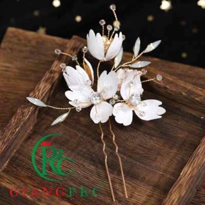 Trâm hoa cài tóc cô dâu 1 cái hoa kim loại Giangpkc 82023