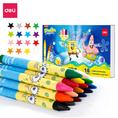 Bút Sáp Màu Nến Bọt Biển Cho Bé Deli -16/24 Màu Tươi Đậm Ít Vụn An Toàn Với Tô Màu Vẽ Tranh Mỹ Thuật