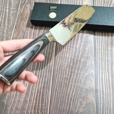 DAO - DAO BẾP NHẬT BẢN SANTOKU THÉP DAMASCUS MÃ A13 DT116 nt topcomshop vn