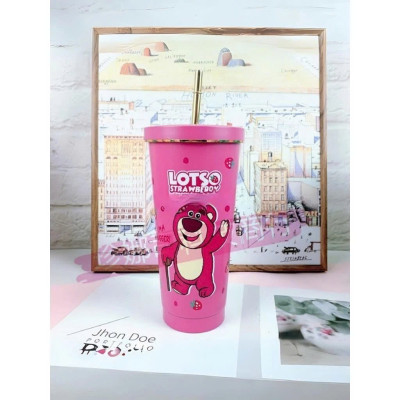 Ly Giữ Nhiệt Lotso Inox 304 Cao Cấp 750ml Kèm Ống Hút, Ly Giữ Nhiệt Gấu Dâu Hoạt Hình Dễ Thương Giữ Nhiệt 8-12h - Tặng Kèm Túi Đựng - HÀng Chính Hãng MINIIN