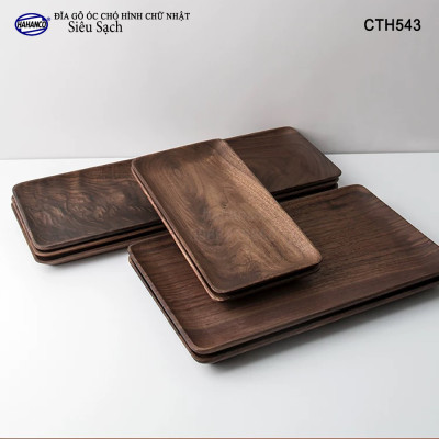 Đĩa Hình Chữ Nhật Dài Gỗ Óc Chó HAHANCO Nhập Khẩu Mỹ Nguyên Khối - hàng Xuất Khẩu Châu Âu - CTH543 - đựng đồ ăn/trang trí - đĩa bánh mì/trái cây/ bít tết/ pizza/ phụ kiện chụp ảnh, bày món ăn trong nhà hàng - Sang trọng trên bàn ăn