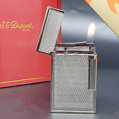 Vỏ Hột Quẹt Bật Lửa Upon D139B Họa Tiết Hình Ô Vuông Nhỏ Li Ti Màu Bạc Sang Trọng - Dùng Gas Đá Cao Cấp