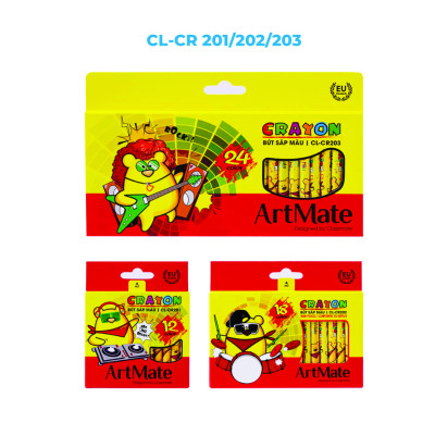 Bút Sáp Màu ARTMATE 12 Chiếc, Màu Sáp Crayon Tươi Sáng, Bám Giấy Tốt Cho Bé Tập Tô