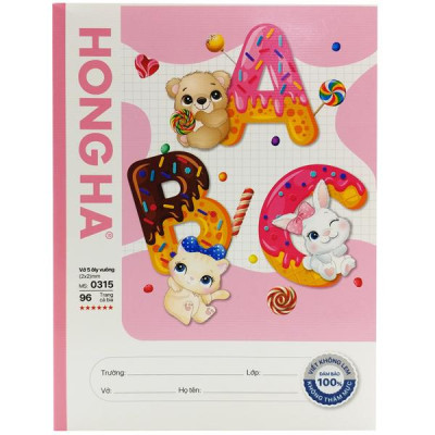 Tập Học Sinh Class ABC 5 Ô Ly Vuông 96 Trang 100gsm - Hồng Hà 0315 (Mẫu Sản Phẩm Giao Ngẫu Nhiên)
