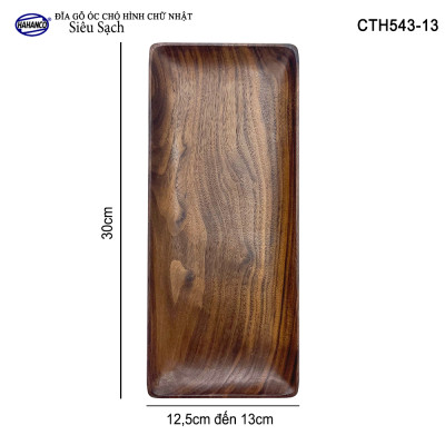 Đĩa Hình Chữ Nhật Dài Gỗ Óc Chó HAHANCO Nhập Khẩu Mỹ Nguyên Khối - hàng Xuất Khẩu Châu Âu - CTH543 - đựng đồ ăn/trang trí - đĩa bánh mì/trái cây/ bít tết/ pizza/ phụ kiện chụp ảnh, bày món ăn trong nhà hàng - Sang trọng trên bàn ăn