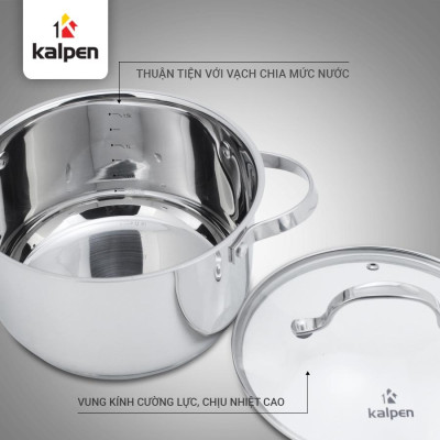 Nồi INOX Cao Cấp 5 Đáy Lermat Size 18-20-24cm Hàng Chính Hãng KALPEN