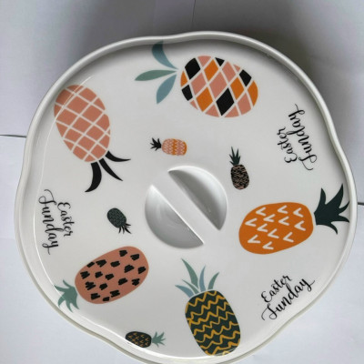 KHAY ĐỰNG MỨT TẾT BẰNG NHỰA PHÍP HÌNH TRÒN SÓNG 5 NGĂN TAM GÁC ( HOA VĂN GIAO NGÂU NHIÊN )