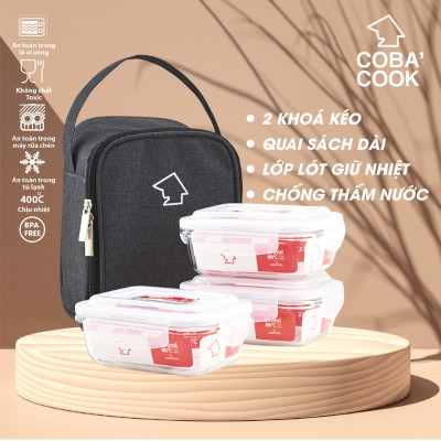 Bộ 3 hộp đựng cơm thủy tinh  COBA