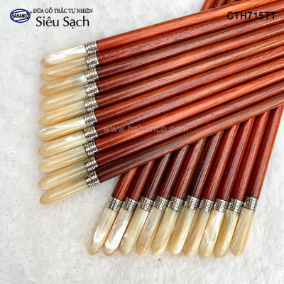 Đũa trắc đầu ốc búp viền Bạc hàng siêu cao cấp (10 đôi/Hộp) CTH715TT - Dành cho giới thượng lưu
