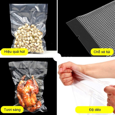 Set 100 túi hút chân không size 25x17cm chuyên dụng (1 mặt nhám)