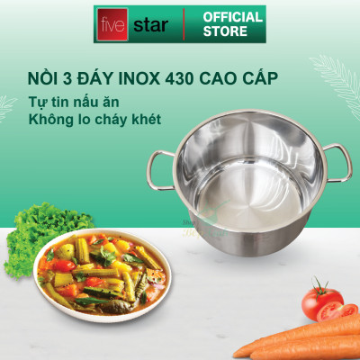 Nồi luộc gà 3 đáy 28 cm Fivestar FSN 28IN1 tặng 2 vá canh 