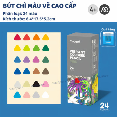 Bút chì màu vẽ tranh cao cấp mideer Vibrant Colored Pencil  24/36/48 màu,Chì vẽ chuyên nghiệp, thiết kế, phác họa cho bé
