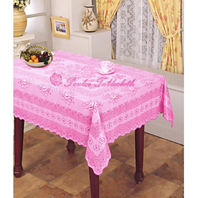 Khăn trải bàn PAULEE - 856B (150cm x 228 cm) hoa văn hồng - không thấm nước