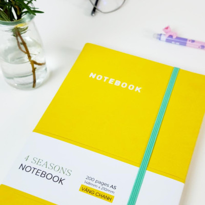 Sổ Bìa Da A5 - Kẻ Ngang 200 Trang 80gsm - 4 Seasons - The Sun 02 - Màu Vàng Chanh