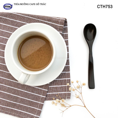 Thìa Cà Phê, muỗng pha trà, gỗ Trắc/Cẩm (HAHANCO) Chuôi uốn lượn sóng/Độc đáo - CTH753