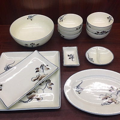 Bộ 12 Sản Phẩm Vẽ Hoa Súng Cao Cấp Bát Tràng