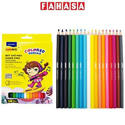 Hộp 18 Bút Chì Màu Wood Free - Colokit CPC-C032/AK - Nhân Vật Cici Akooland Thế Giới Học Cụ Thần Kỳ