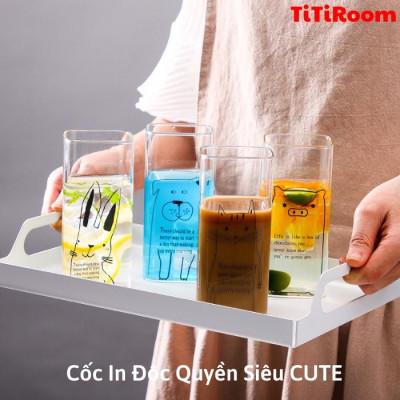 Ly thủy tinh Cốc thủy tinh vuông uống nước cà phê cao cấp dễ thương Ly cocktail cute uống trà sinh tố decor đẹp TiTiRoom