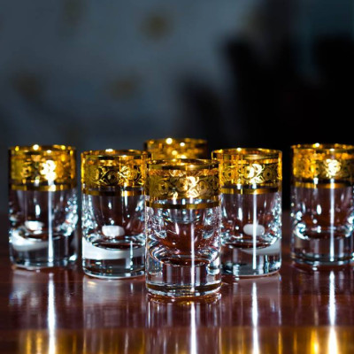 Bộ 6 Ly Shot Uống Rượu Mạnh 45ml Họa Tiết Cổ Điển