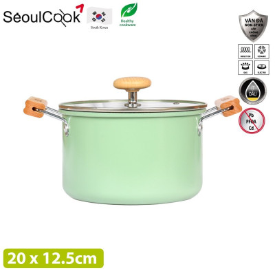 Bộ nồi chảo 3 món đáy từ SL2, quánh 16cm + nồi 20cm + chảo vuông 15x20cm/ Induction Seoulcook Hàn Quốc, dùng được tất cả các loại bếp