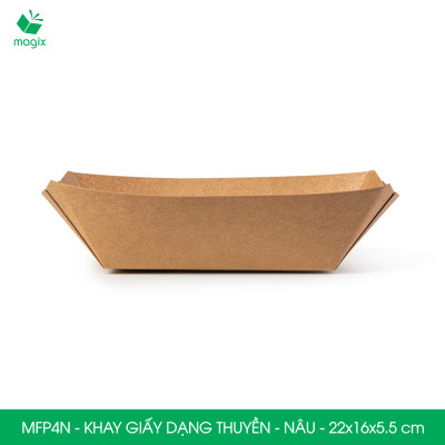 MFP4N - 22x16x5.5 cm - 50 khay giấy dáng thuyền đựng thức ăn, khay giấy đựng món tráng miệng