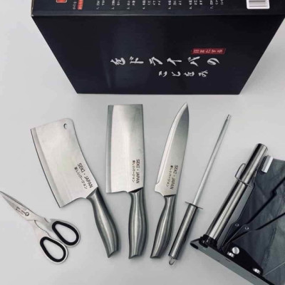 Bộ dao 6 món nhà bếp Nhật Bản Inox cao cấp - Chính hãng D Danido - Logo thân dao ngẫu nhiên