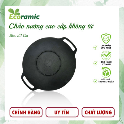 [CHÍNH HÃNG] Chảo Nướng Chống Dính Ecoramic 33cm – Phủ Dupont Ceramic – Đúc Nguyên Khối – Tặng Túi Đựng – Không Dùng Cho Bếp Từ