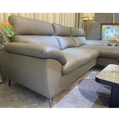Ghế sofa góc L da bò Italy Tundo màu xám SFLCT01 2m6 x 1m6 hàng cao cấp chuẩn da bò nhập khẩu Ý