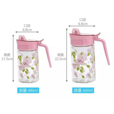 Bình đựng nước mắm,đựng dầu ăn thuỷ tinh cao cấp họa tiết hoa hồng 660ml