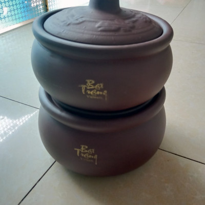 Bộ 02 niêu kho cá màu nâu Bát Tràng