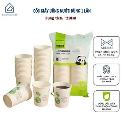 SET 50 Cốc Giấy Dùng Một Lần Chịu Nhiệt Không Rò Ri Chất Liệu An Toàn Đa Năng - Cốc Dùng 1 Lần Uống Nước Ly Giấy Uống Nước - HÀNG CHÍNH HÃNG MINIIN